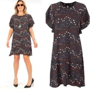 Cabi Multicolor Floral Zadie Muse Flutter Sleeve Style 3828 Dress Size Large